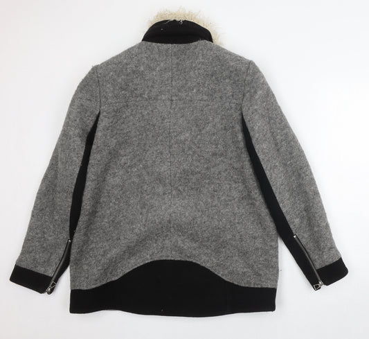 Womens UK Size 14 Zara Grey Motorcycle Jacket