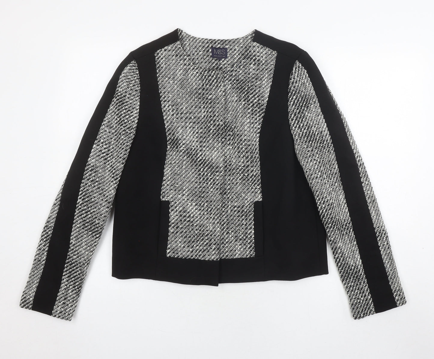 Marks and Spencer Women’s Black Herringbone Jacket, Size 12
