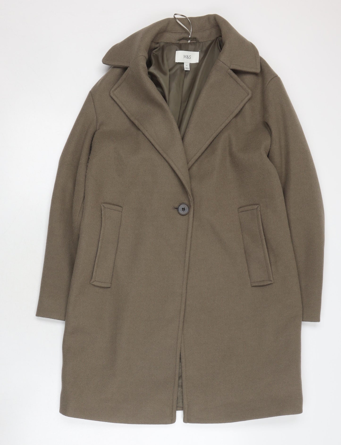 Womens UK Size 10 Marks and Spencer Green Overcoat