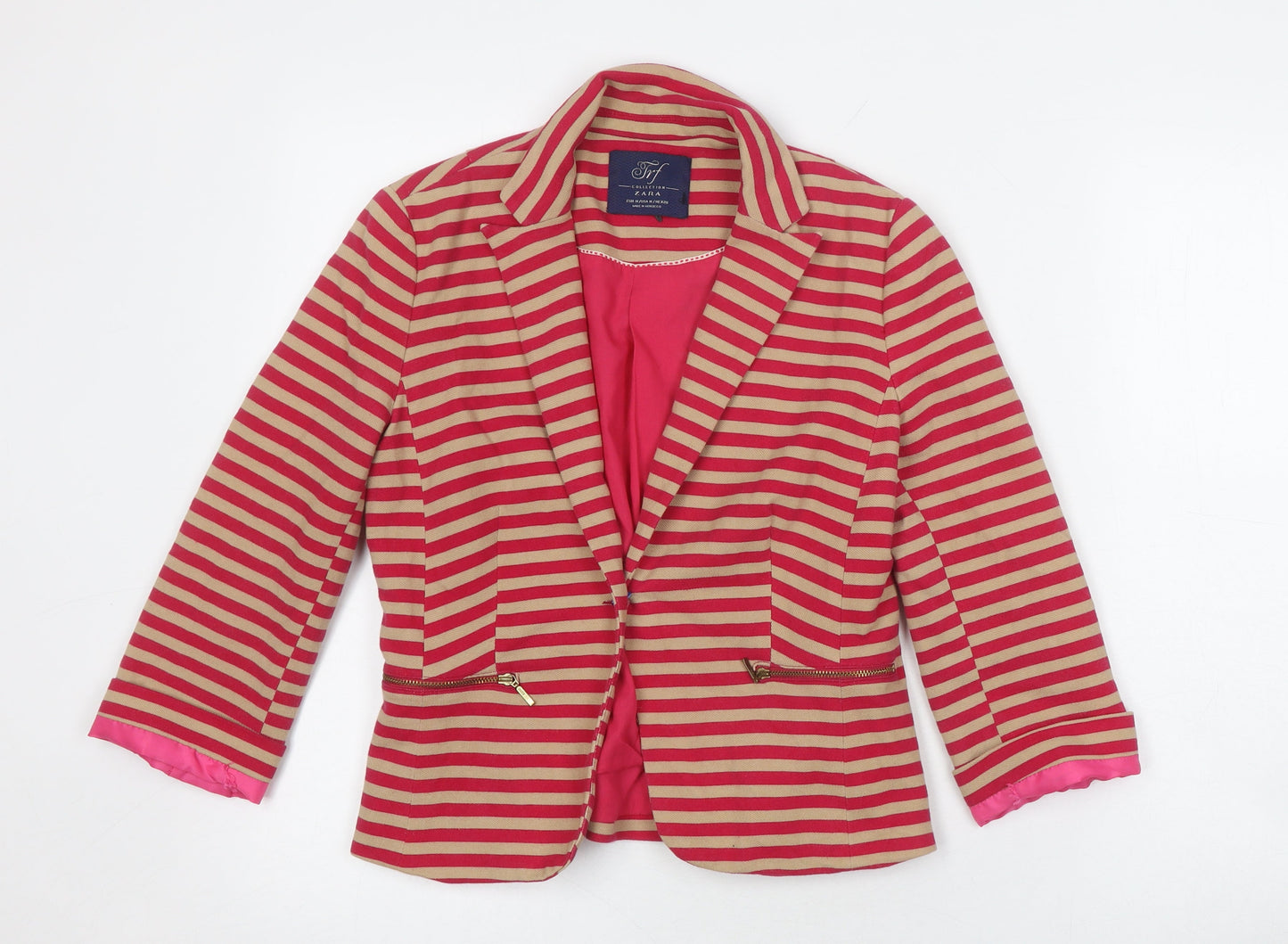 Womens UK Size M Zara Red Basic Jacket