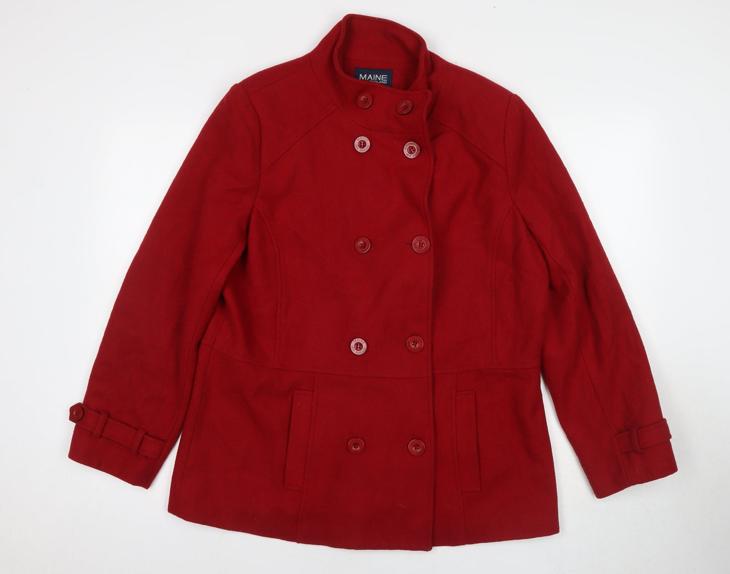 Womens UK Size 16 Maine New England Red Pea Coat