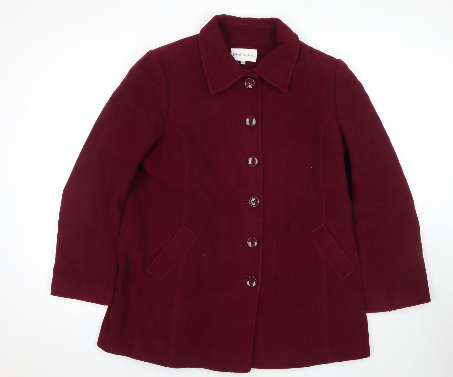 EWM Pure Classics Women's Red Wool Pea Coat Size 16