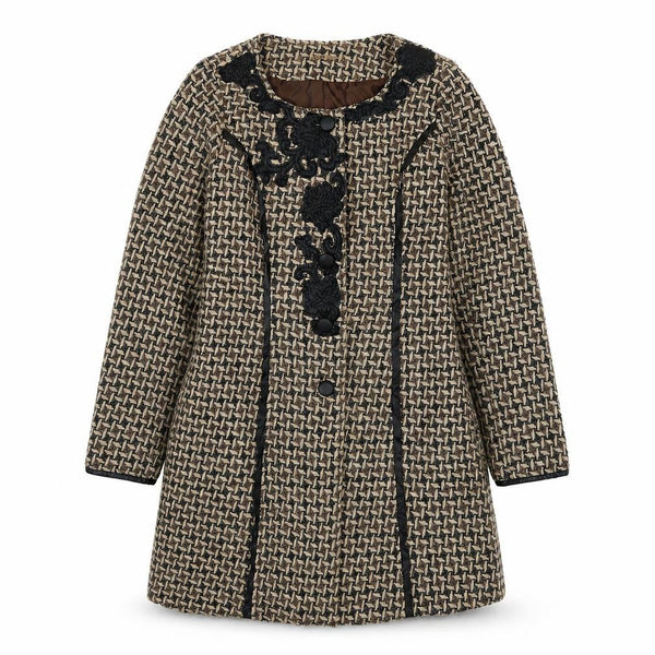 EXQUISS'S Women's Multicoloured Pea Coat, Size L, Geometric