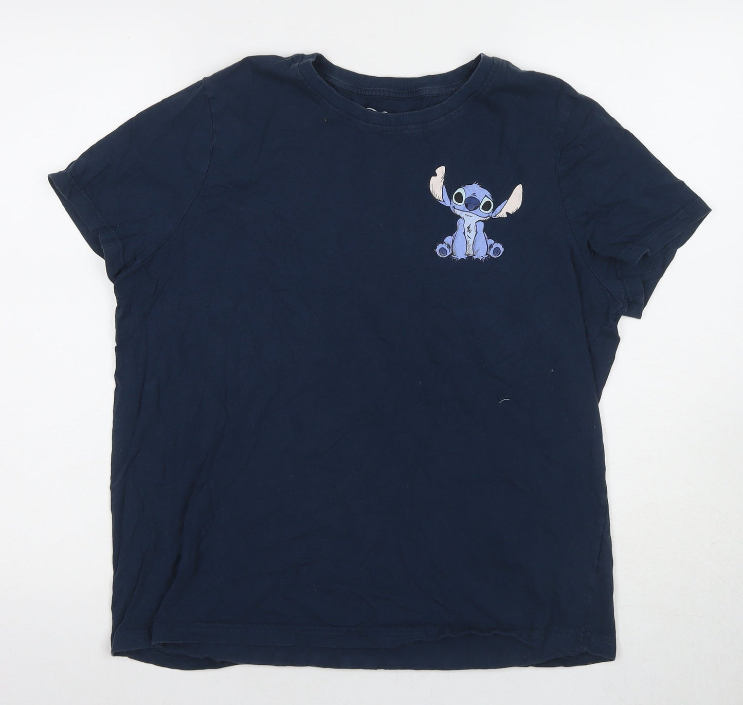 Womens UK Size L Disney Blue Basic T-Shirt