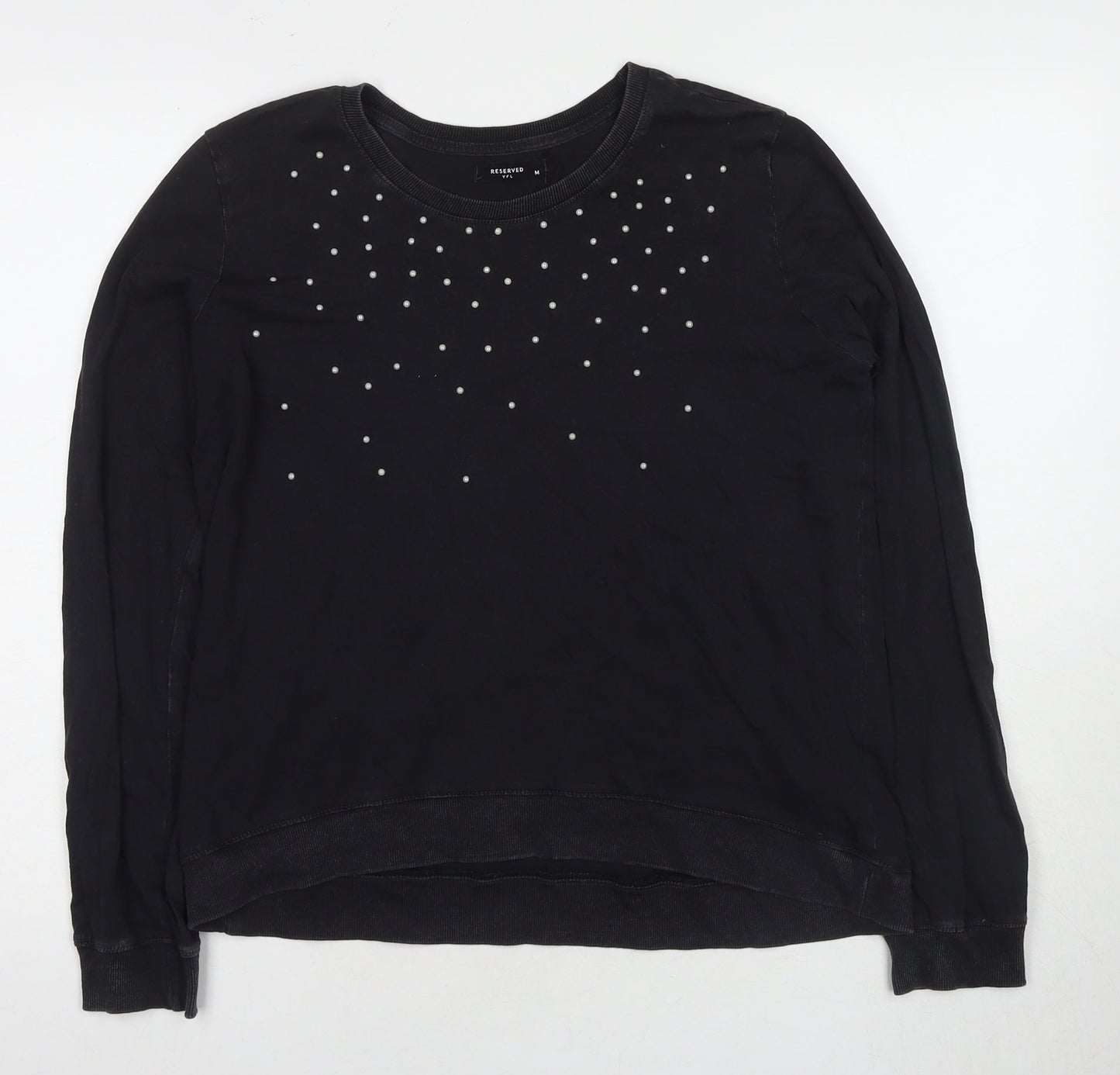 Womens UK Size M RESERVED Black Basic T-Shirt