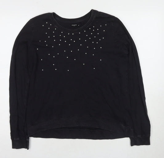 Womens UK Size M RESERVED Black Basic T-Shirt