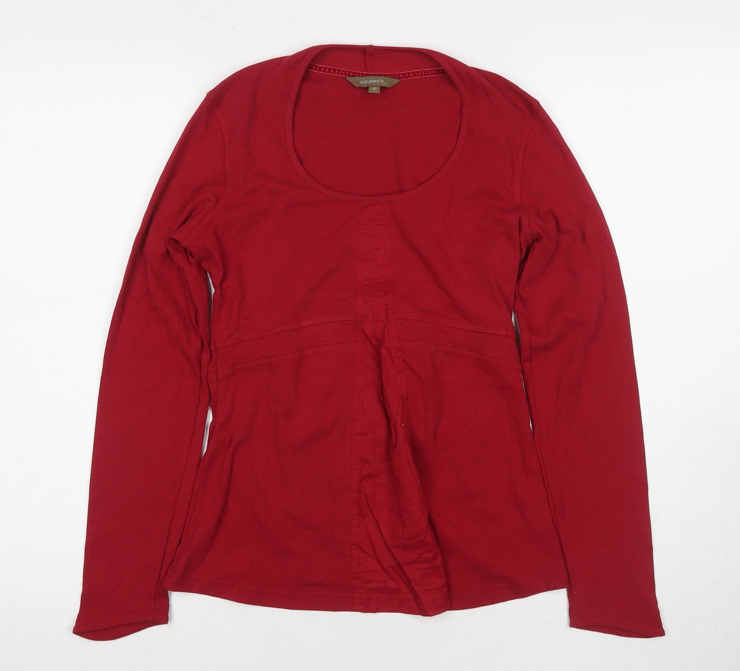 Womens UK Size S Sandwich Red Basic T-Shirt