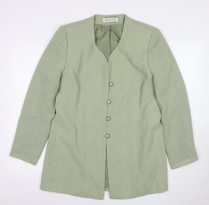 Jacques Vert Women's Green Blazer Size 14 Button Formal