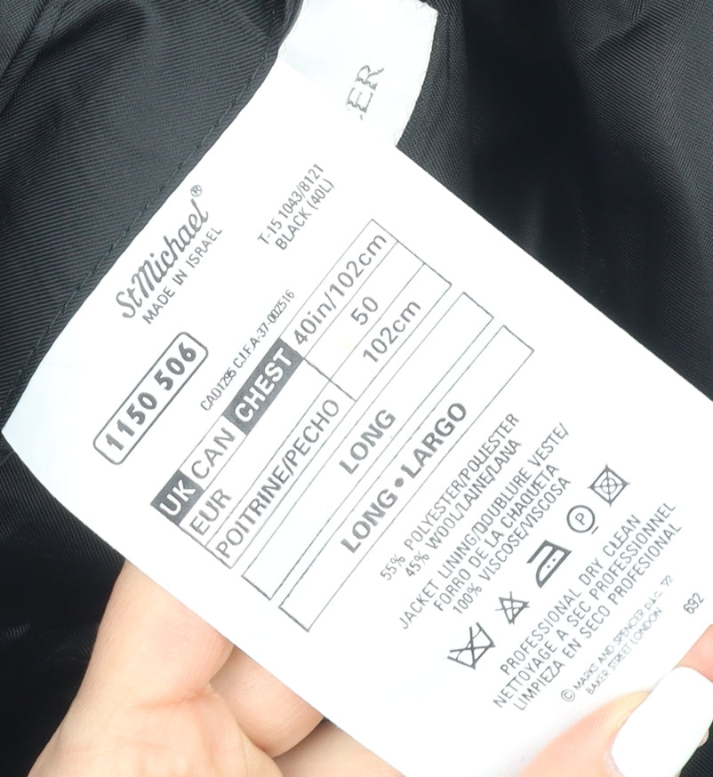 Mens UK Size 40 Marks and Spencer Regular Black Suit Tuxedo