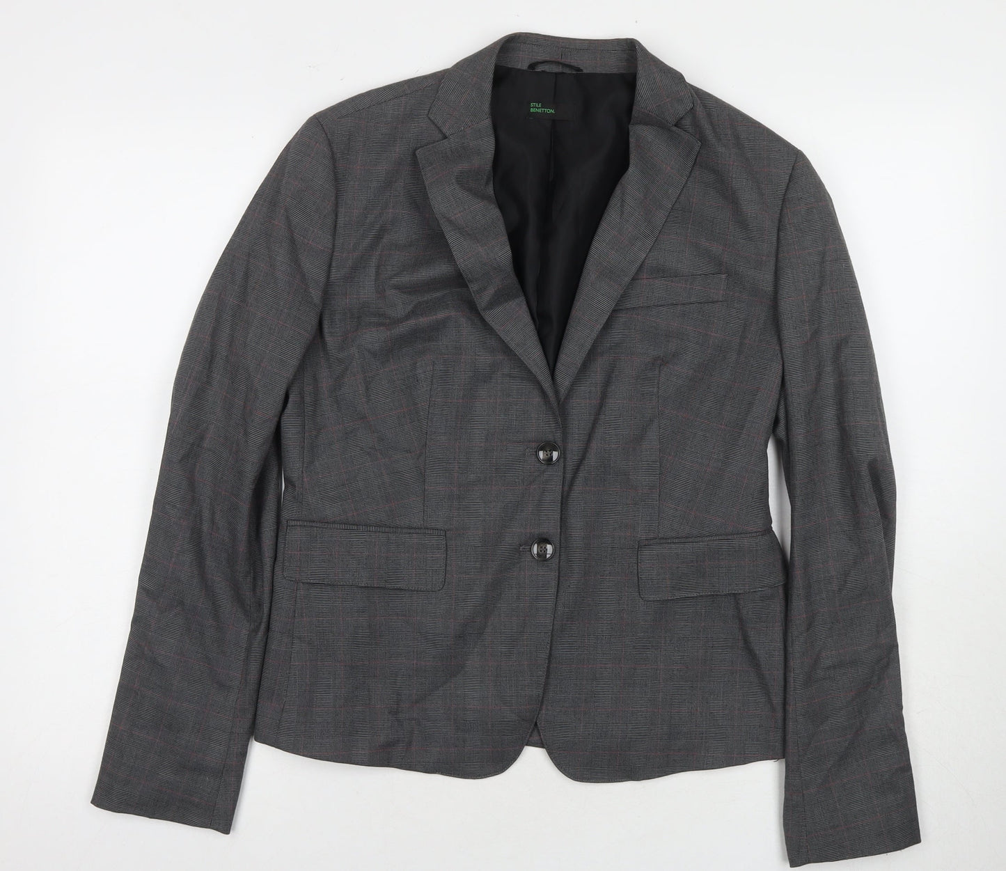 United Colors of Benetton Women's Grey Wool Blend Blazer Jacket Size 18