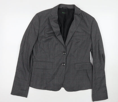 United Colors of Benetton Women's Grey Wool Blend Blazer Jacket Size 18