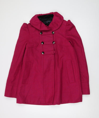 Womens UK Size 10 French Connection Pink Overcoat