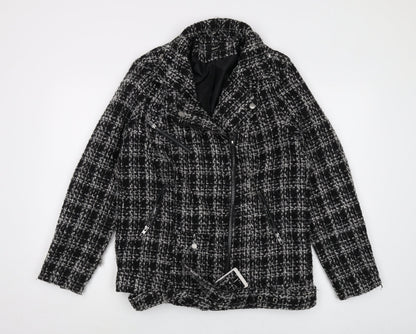 Womens UK Size M Only Black Biker Coat