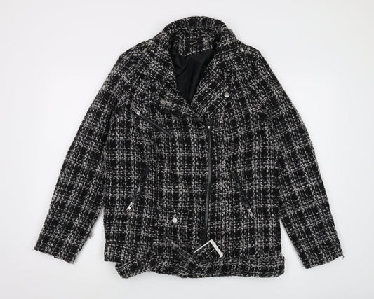 Womens UK Size M Only Black Biker Coat
