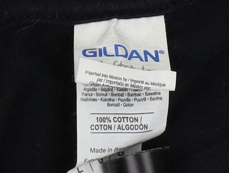 Mens UK Size L Gildan Black  T-Shirt