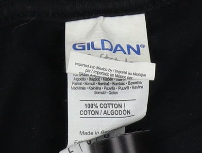Mens UK Size L Gildan Black  T-Shirt