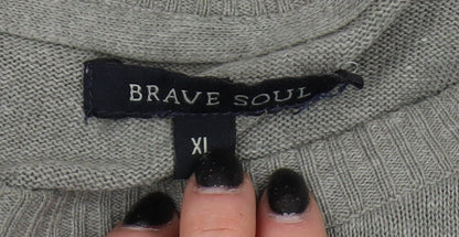 Brave Soul Men's Grey XL Pullover Jumper