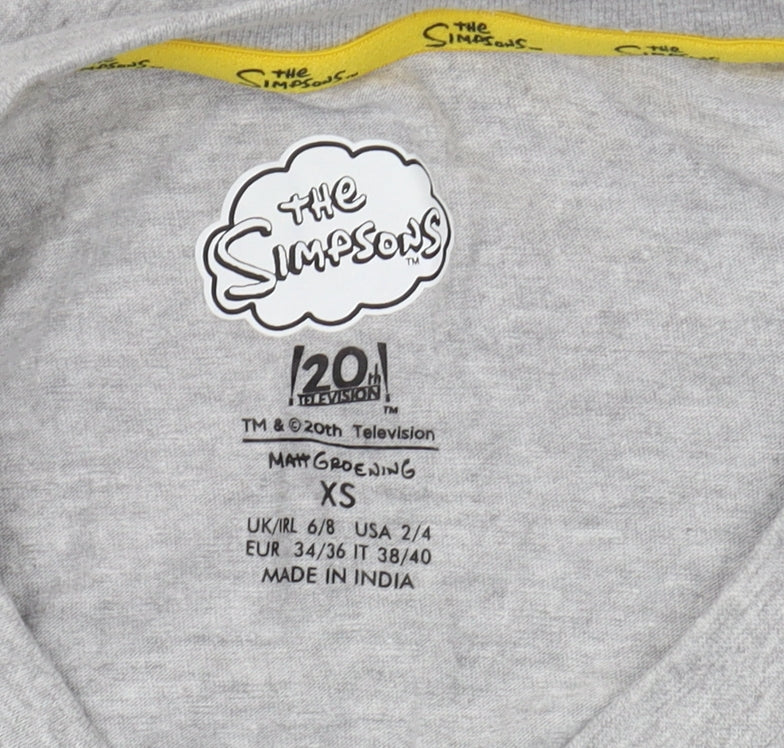 Unisex Adults UK Size XS The Simpsons Grey Jersey T-Shirt