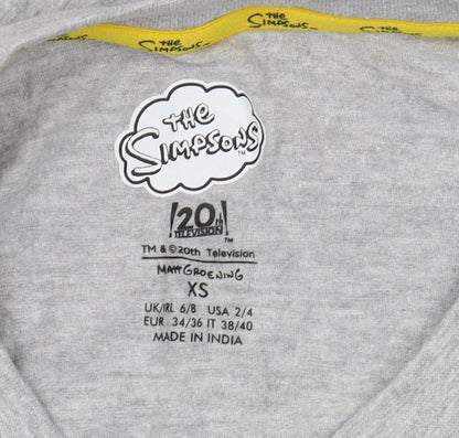 Unisex Adults UK Size XS The Simpsons Grey Jersey T-Shirt