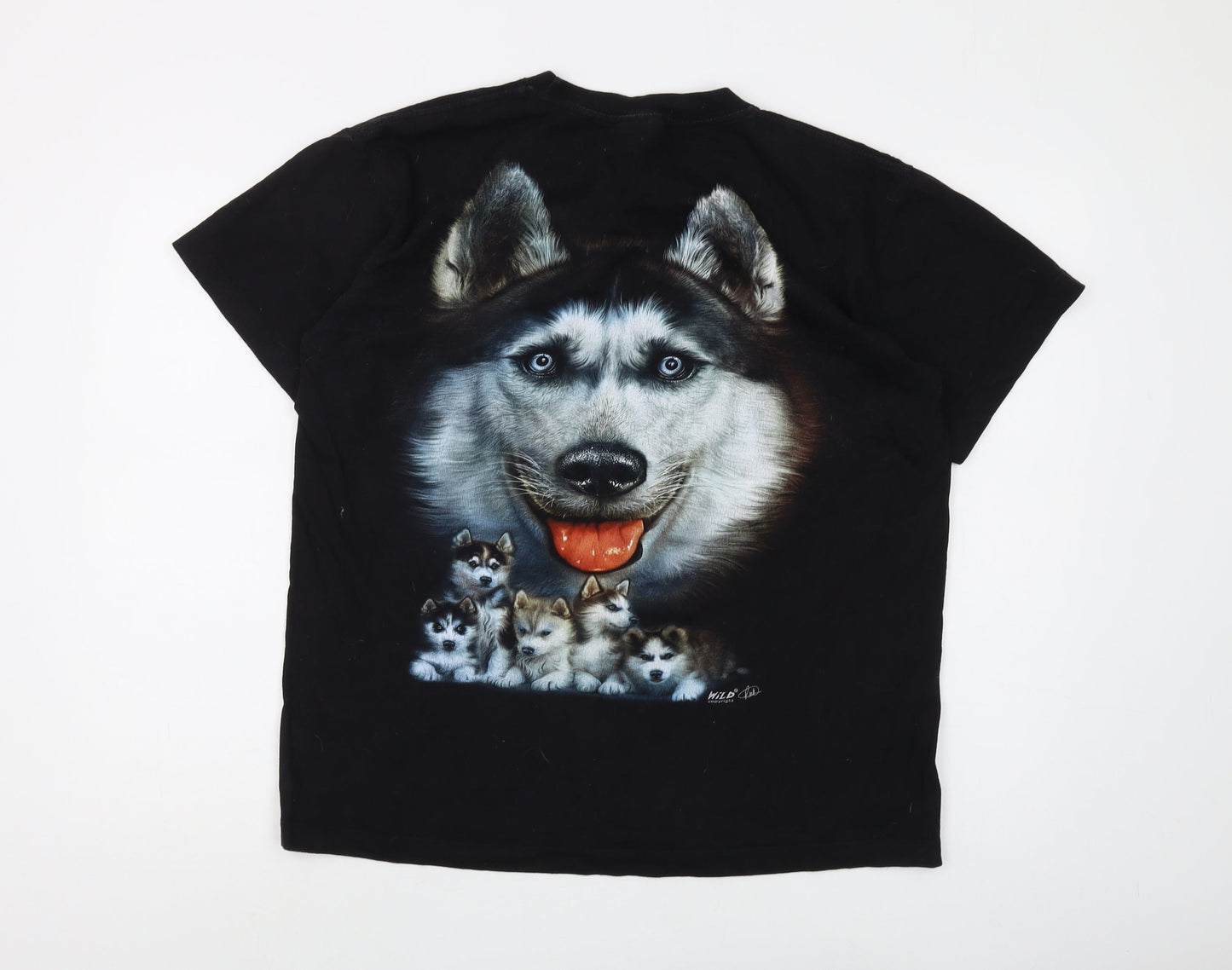 Wild Men's Black Animal Print Graphic T-Shirt L