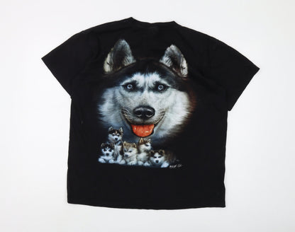 Wild Men's Black Animal Print Graphic T-Shirt L