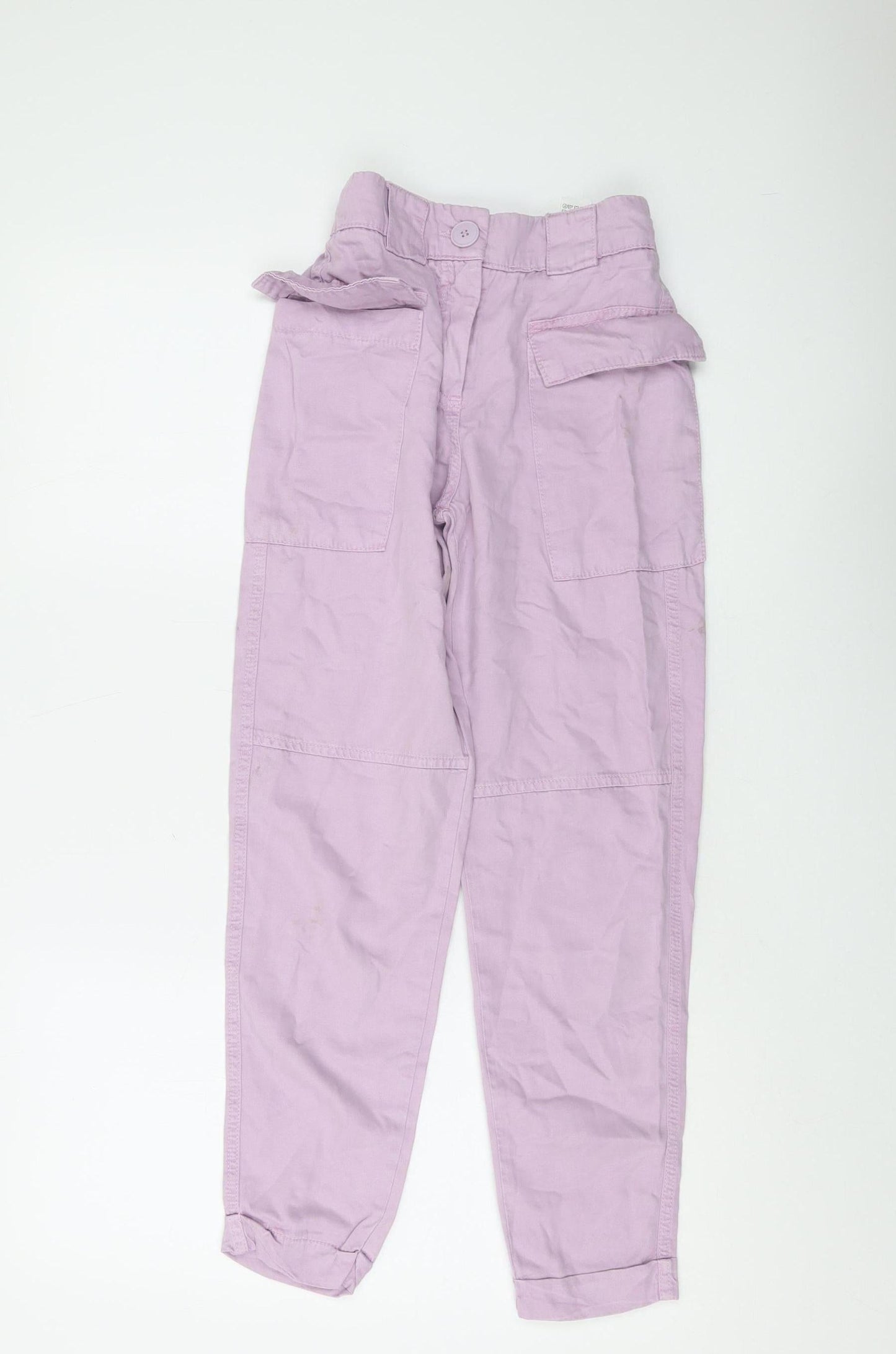 Womens UK Size 4 Bershka Relaxed Fit Cargo Pink Trousers