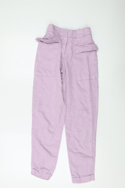Womens UK Size 4 Bershka Relaxed Fit Cargo Pink Trousers