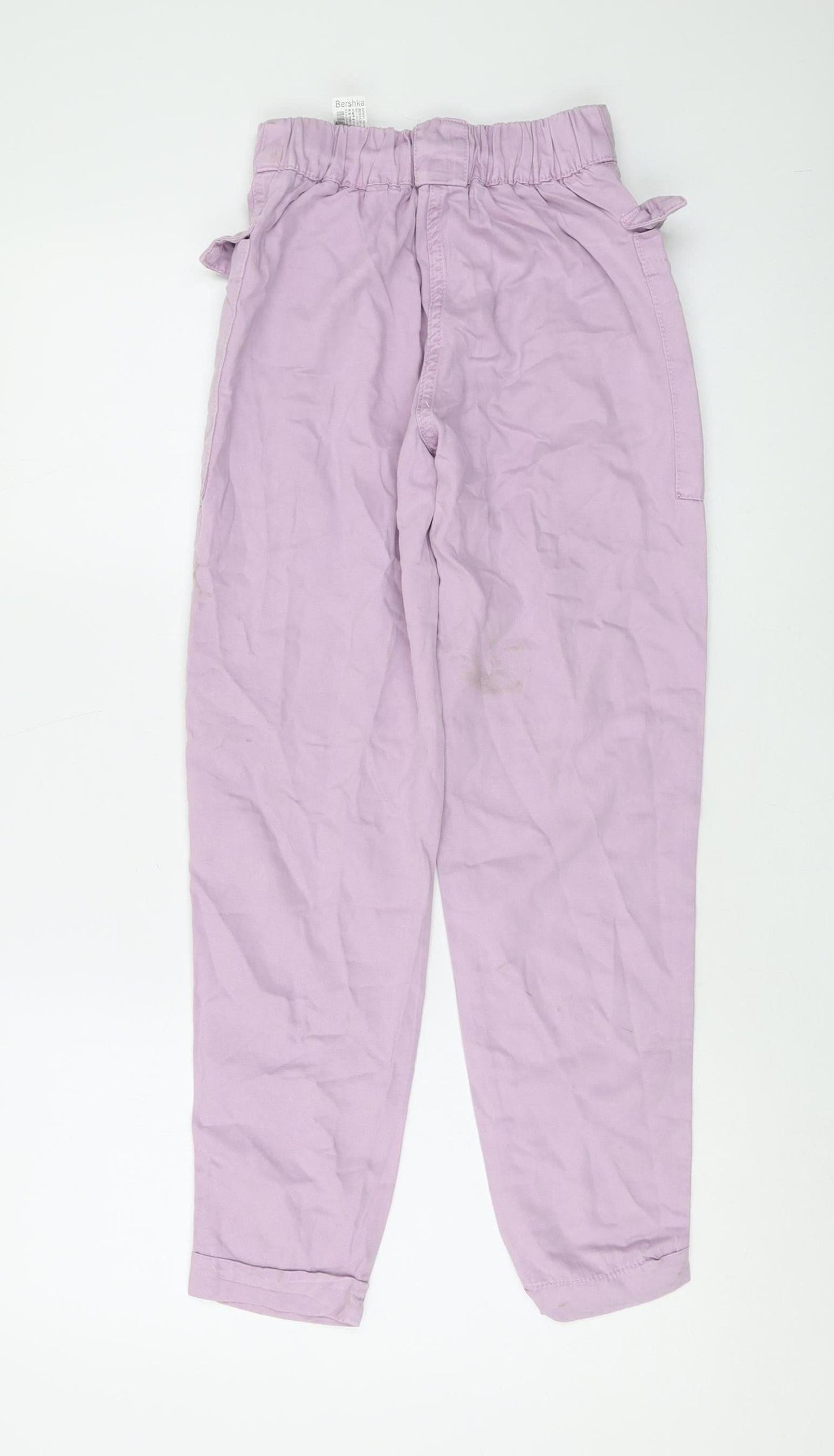 Womens UK Size 4 Bershka Relaxed Fit Cargo Pink Trousers