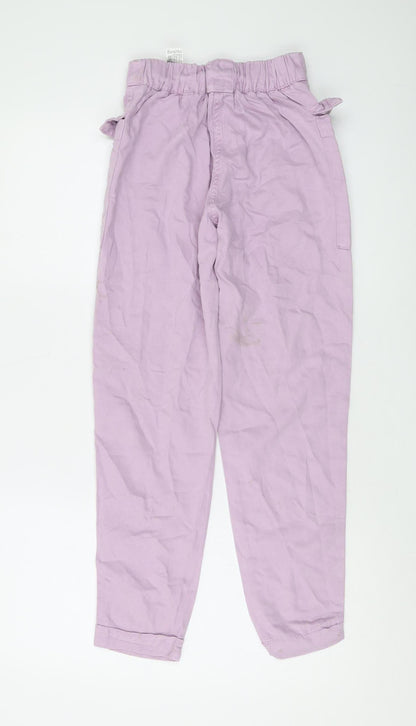 Womens UK Size 4 Bershka Relaxed Fit Cargo Pink Trousers