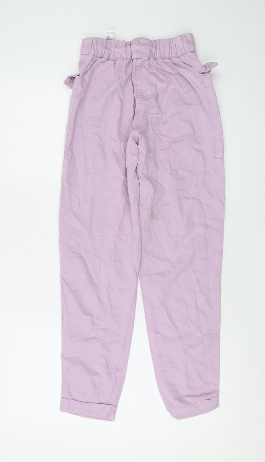 Bershka Women's Pink Cargo Trousers Size 4