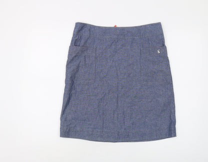 Joules Women's Blue Cotton Chambray Pencil Skirt, Size 12