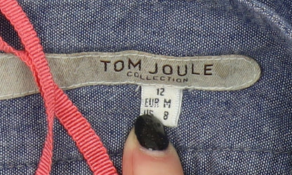 Joules Women's Blue Cotton Chambray Pencil Skirt, Size 12