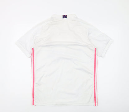 Adidas Men's White Sports T-Shirt, M, V-Neck, Logo