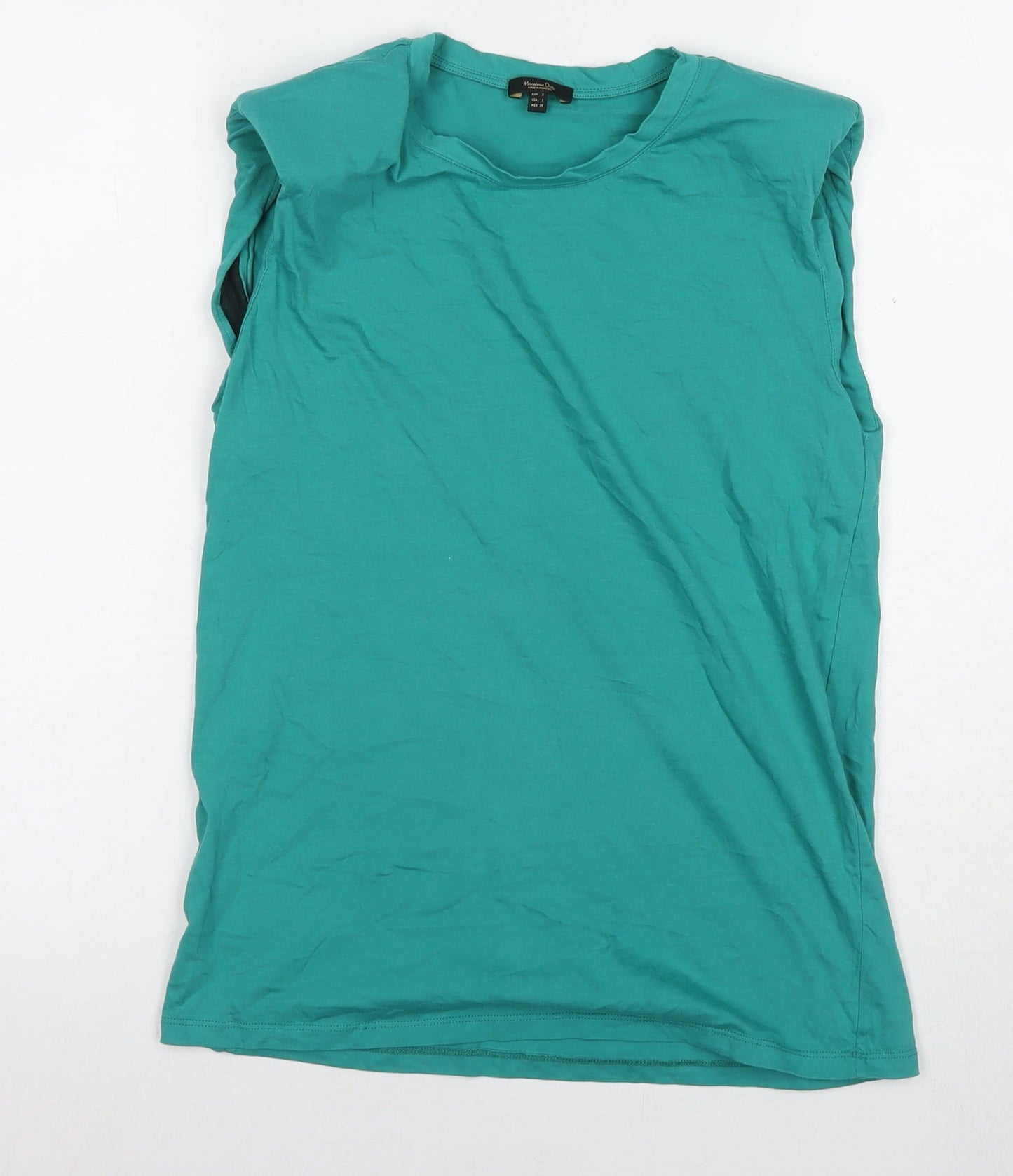 Womens UK Size S Massimo Dutti Green Basic T-Shirt