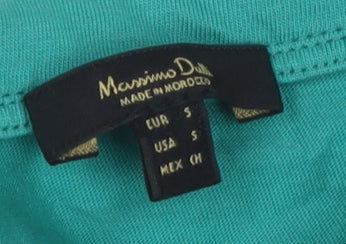 Womens UK Size S Massimo Dutti Green Basic T-Shirt
