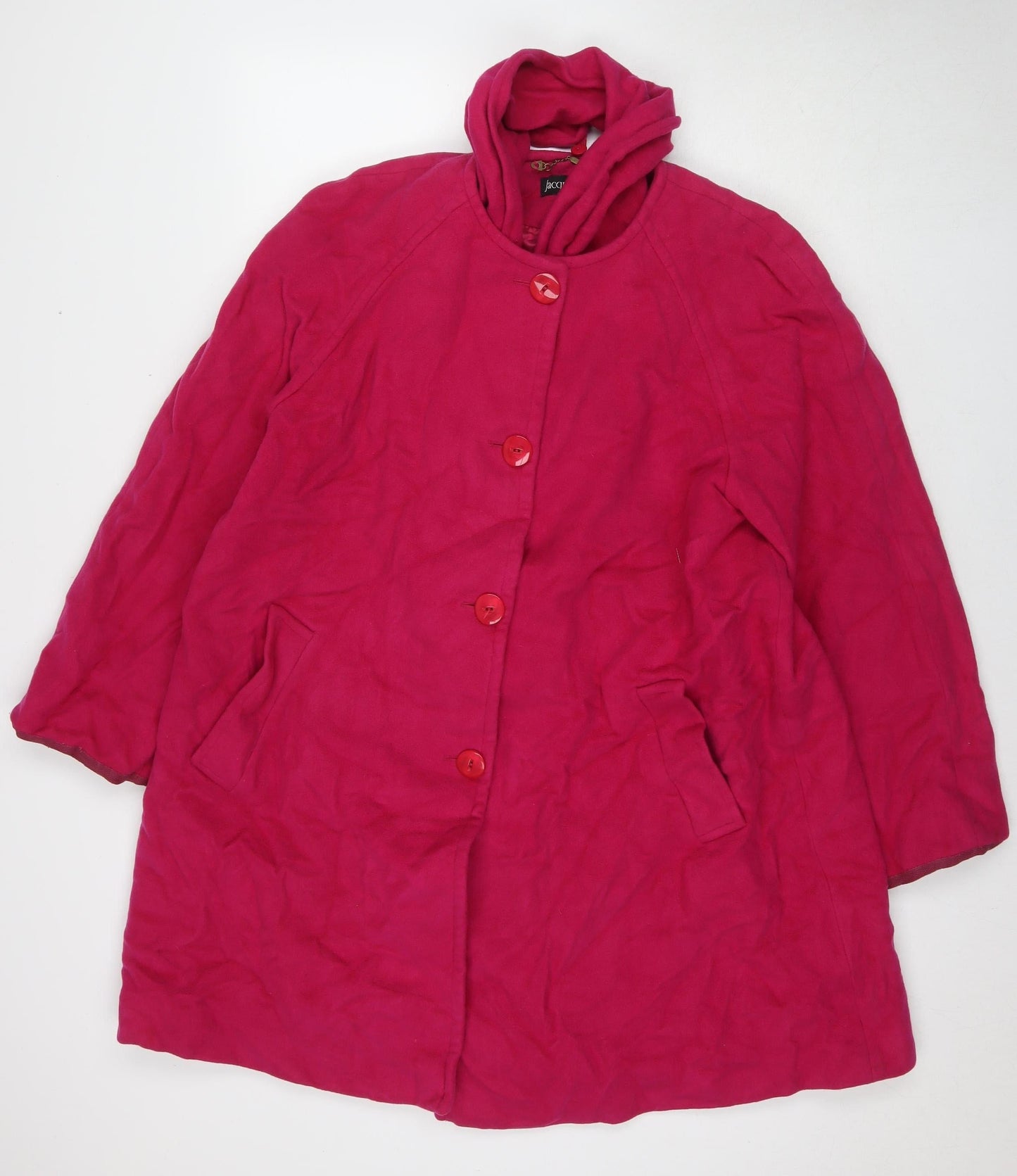 Jacques Vert Women's Pink Wool Blend Overcoat Size 16