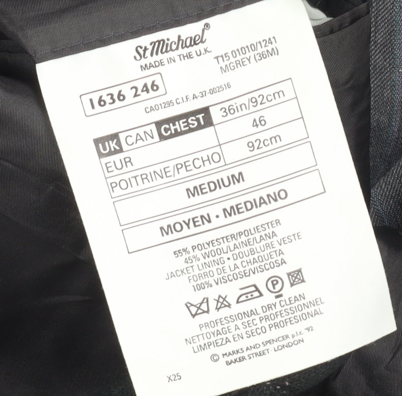 Mens UK Size 36 Marks and Spencer Regular Grey Suit Jacket