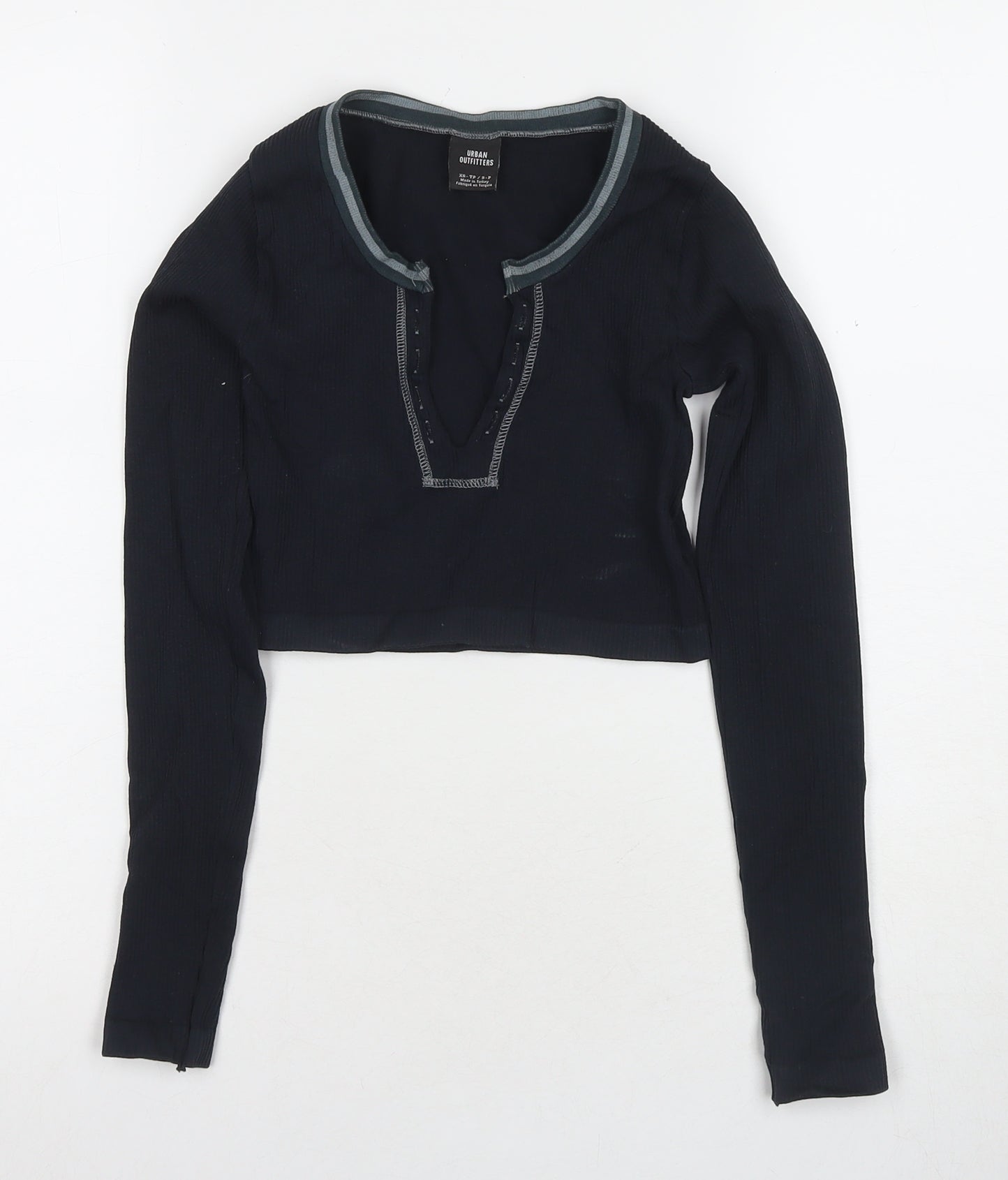 Womens UK Size XS Urban Outfitters Black Cropped T-Shirt