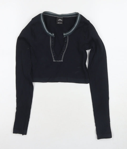 Womens UK Size XS Urban Outfitters Black Cropped T-Shirt