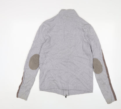 DKNY Men's Grey Full Zip Wool Jumper M