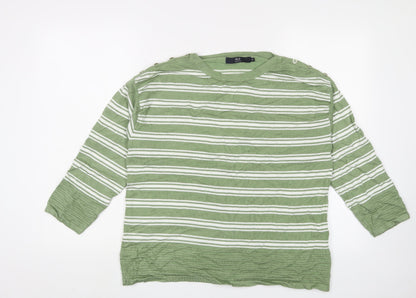 Isle Collection Women's Green Striped Pullover - M