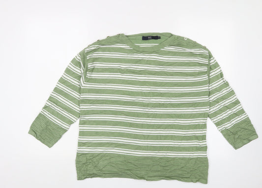 Isle Collection Women's Green Striped Pullover - M