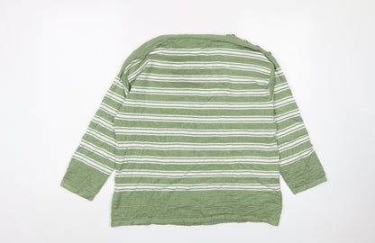 Isle Collection Women's Green Striped Pullover - M