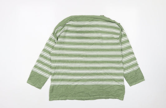 Isle Collection Women's Green Striped Pullover - M