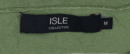 Isle Collection Women's Green Striped Pullover - M
