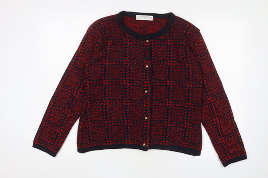 Womens UK Size 14-16 St Bernard Red Cardigan Jumper