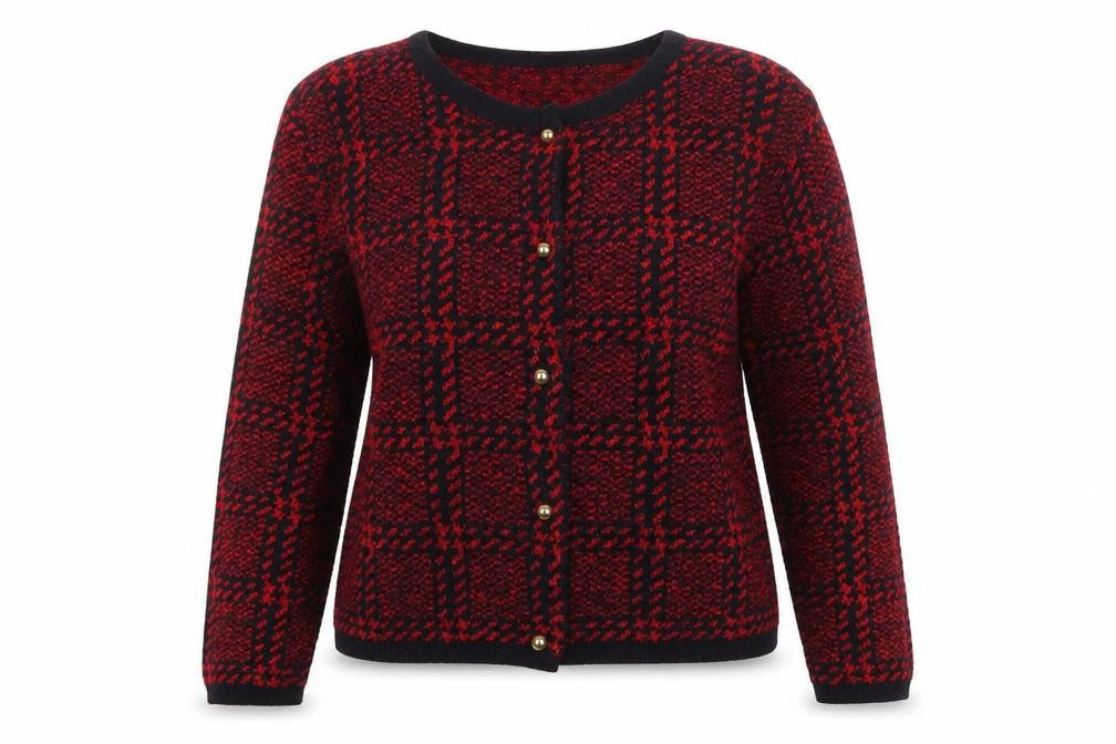 Womens UK Size 14-16 St Bernard Red Cardigan Jumper