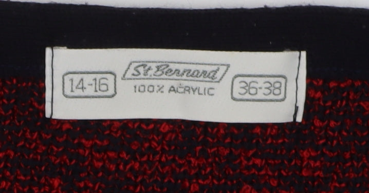 Womens UK Size 14-16 St Bernard Red Cardigan Jumper