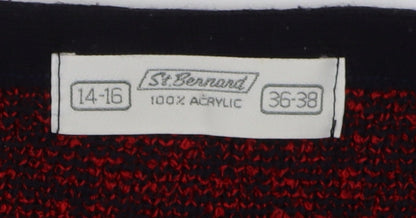 Womens UK Size 14-16 St Bernard Red Cardigan Jumper