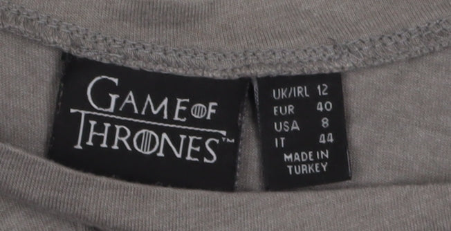 Unisex Adults UK Size 12 Game Of Thrones Grey Basic T-Shirt